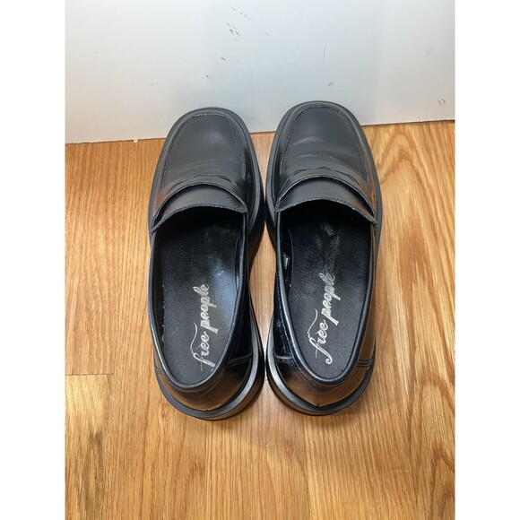 Free People Platform Loafer Shoes Womens EU Size 39 US 8.5 Black Chunky Lug Sole - Picture 7 of 11
